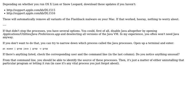 Activity Monitor showing processes called "java" when no programs are running, could this be... смотреть онлайн