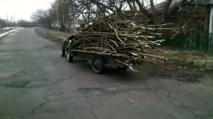 Перевозка дров мотоблоком