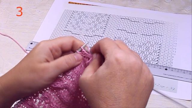 Ажурный узор для красивого розового кардигана
