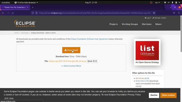 How to Install Eclipse IDE for C/C++ Development in ubuntu 20.04/linux tech смотреть онлайн