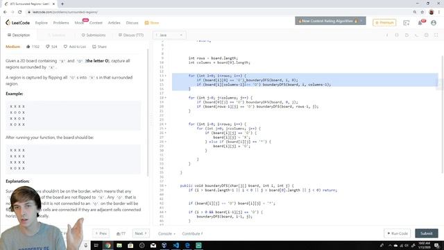 LeetCode 130. Surrounded Regions (Algorithm Explained)