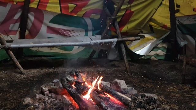 ВИГВАМ в лесу. Сильный ЛИВЕНЬ и ТУМАН. Мини-видео.