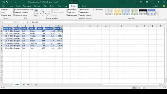 EXCEL 2016/2019 PIVOT TABLE TUTORIAL-PIVOT CHART-SUMMARY-FILTER-SLICER FOR TWO TABLES-COMPLETE GUID