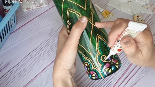 Точечная роспись бутылки. Часть 2
