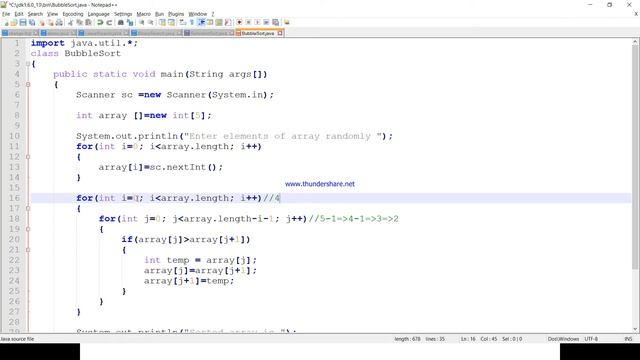 Bubble Sort In Java Programming