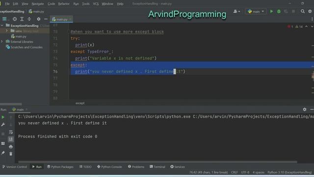 How to handle python exceptions : python for beginners in Hindi