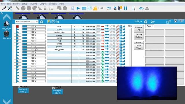Создание набора сцен в cue листе в программе Freestyler DMX