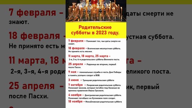 Когда Родительские субботы 2023 году