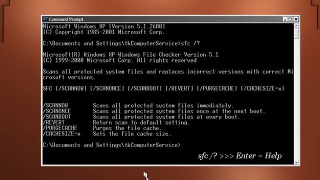 Windows XP : System File Checker Tool - sfc.exe