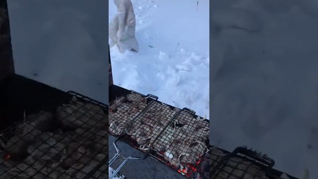 Зимний шашлык на даче , новый мангал смотреть онлайн