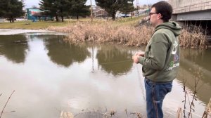 Trout fishing with a HAND CARVED fishing reel! Bushcraft DIY gear!