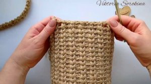 Необычные, но практичные РУЧКИ для большой корзины из джута. Шнур гусеничка крючком.