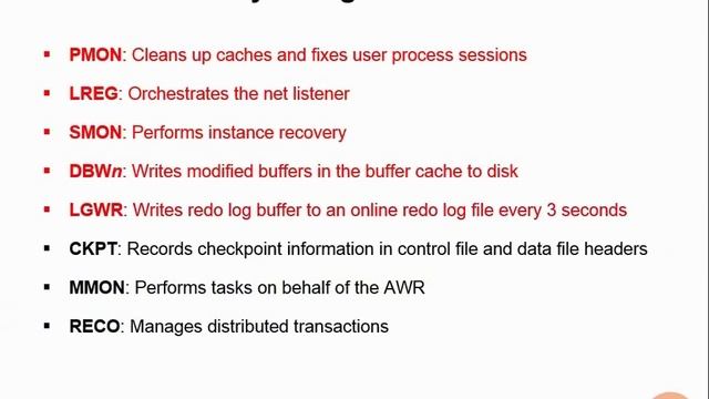 02 03 Mandatory Background Processes Oracle Database 12c Fundamentals смотреть онлайн