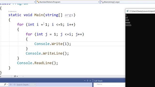 #2 Number Pattern Program in C#[Hindi]
