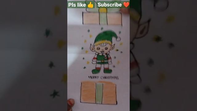 How To Draw A Elf In A Present- Folding Surprise|Easy Cute Christmas Elf/Shorts/fyp/ForYoupage/Shor