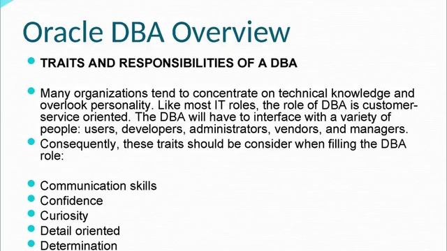 Oracle DBA Overview - What is Oracle DBA - Job Responsibilites смотреть онлайн