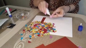 Осенний пейзаж. Аппликация из рваной бумаги