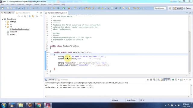 Java String [replaceFirst(String regex, String replacement) method] | Java Tutorial смотреть онлайн