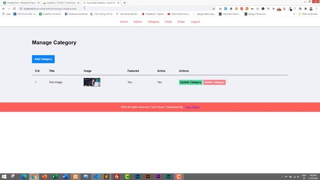 6. Food Order Website with PHP and MySQL (Deleting and Updating Category)