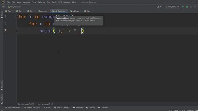Multiplication table in python | python for beginners