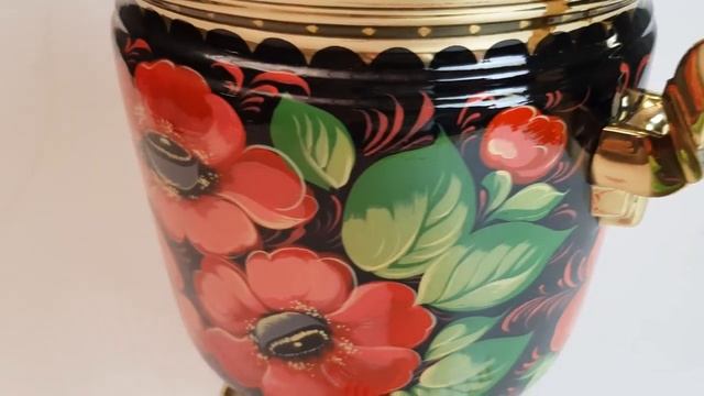 Комбинированный самовар 5 литров с художественной росписью Маки смотреть онлайн