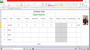 Digital Register For Recording Employees Or People Presence In Ms Excel