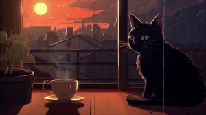 1 Hour Lofi Cat • Rainy day in 1980s 🌧 lofi hip hop radio _ chill beats to relax_study to