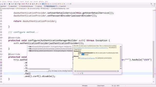 Methods to configure the behavior of Login Page Spring Security | Smart Contact Manager #14 смотреть онлайн