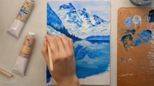 Зимний пейзаж "Зеркальное озеро" | Рисуем акрилом