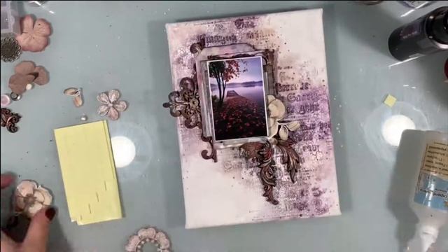 Mixed Media Canvas Tutorial - Scrapbooking - Step by Step смотреть онлайн
