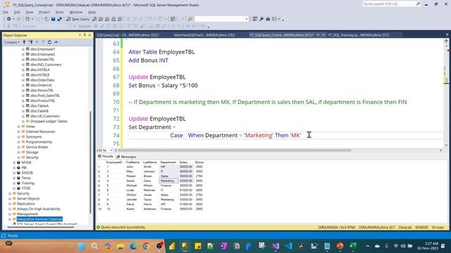 SQL Server Tutorial in Hindi | ALTER and UPDATE Commands | Modify Database Structure and Data | P8