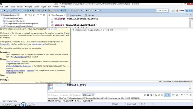 Java 8 List interface sort(comparator) method смотреть онлайн