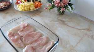 Куриная грудка с овощами в духовке,