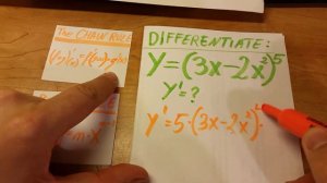 Derivatives. Chain rule and Power rule y=(3x-2x^2)^5