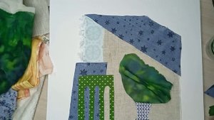 Как сделать коллаж из ткани. Натюрморт. Картина из ткани.