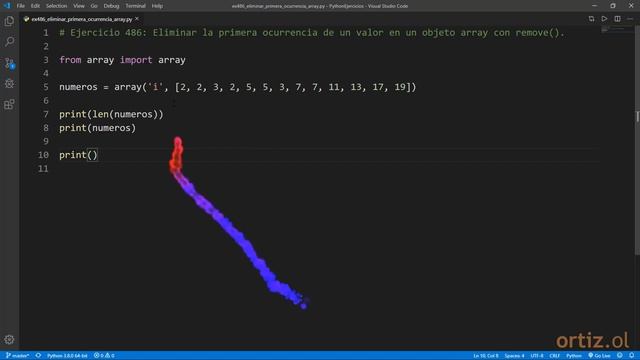 Python - Ejercicio 486: Eliminar la Primera Ocurrencia de un Valor en un Objeto array con remove() смотреть онлайн