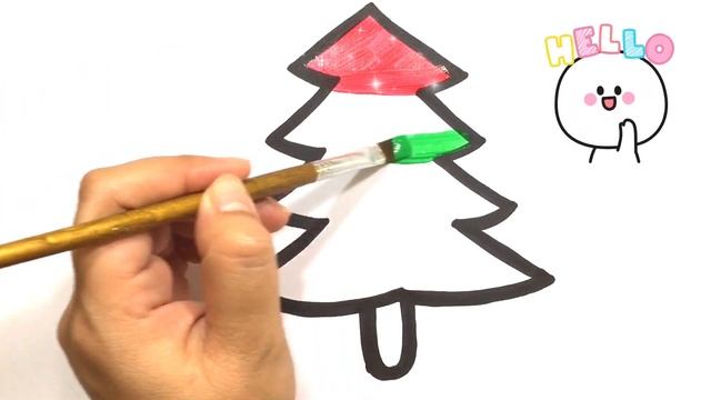 Kак нарисовать елку | How to draw a christmas tree | การวาดและระบายสีต้นคริสต์มาส