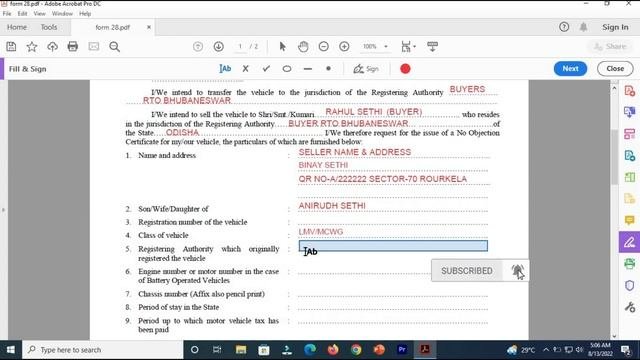 How to Fill Form 28 ||Vehicle Ownership Transfer||NOC Certificate form kaise fill kare||RC Transfer