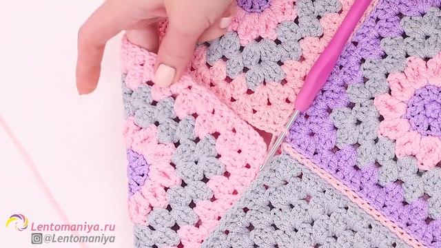 ТРЕНДОВАЯ СУМКА ИЗ ФРАГМЕНТОВ крючком. Как сшивать бабушкины квадраты? смотреть онлайн