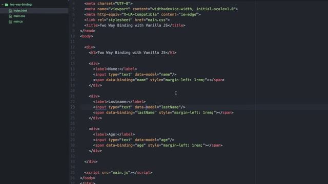 Two-way data binding with Vanilla JS