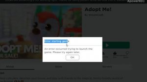 Error starting game... REEE! Can't Do Anything Really On Roblox Right Now :c (12/3)