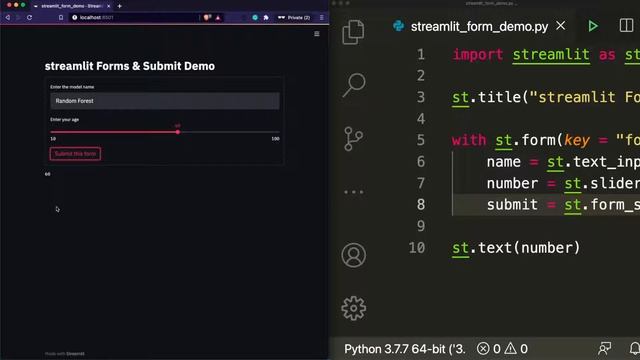 Streamlit Forms + Submit Action Button Tutorial Demo | Python ML Web App Dev Tutorial