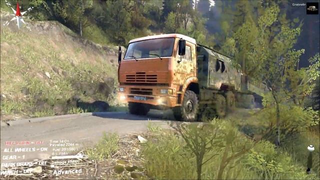 SPINTIRES 2014 - The Hill Map - C 6520 Utility Truck + Utility Full Trailer Driving Up Hill смотреть онлайн