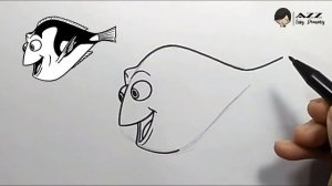 How to draw Dory step by step