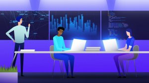 Анимированный темны фон: It стартап офис