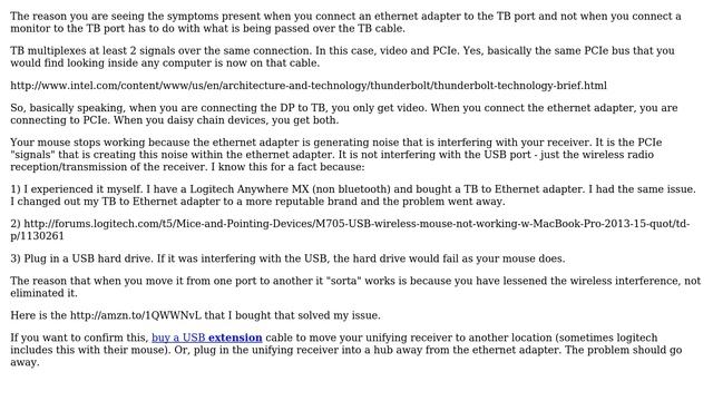 Apple: Logitech wireless mouse not working with gigabit ethernet adapter plugged in? смотреть онлайн