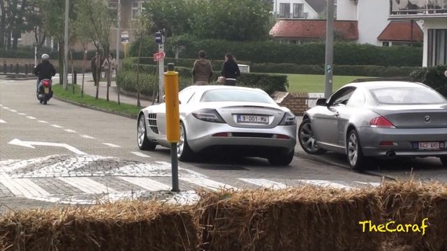 Mercedes SLR Roadster wheelspin and nearly crash into a 599 GTB! смотреть онлайн