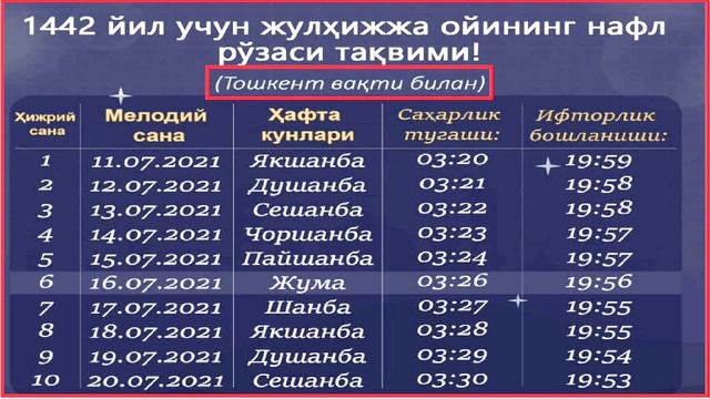 ZULHIJJA OYI ROZASI VA TAQVIMI NIYATI OG'IZ OCHISH DUOSI OG'IZ YOPISH DUOSI ZULHIJJA 2021