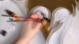 Как нарисовать лебедей . Поталь, текстурные пасты, акрил. ESART_ONLINE