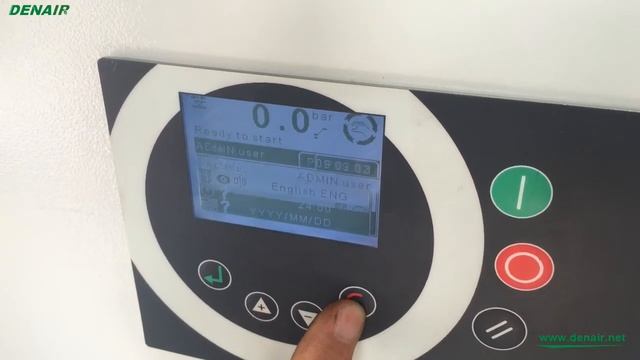 DENAIR Compressor CMC controler language setting and load unload pressure checking смотреть онлайн